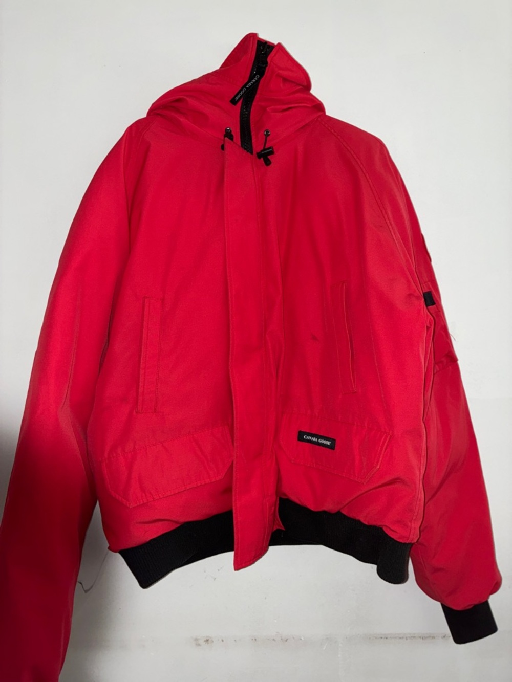Canada Goose Red Hooded Bomber Jacket